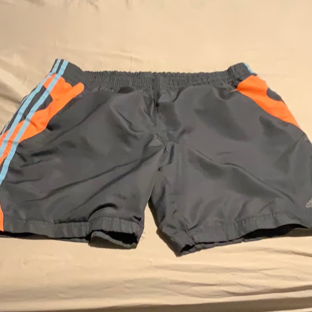 Adidas Charcoal and Neon Orange Sports Shorts